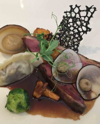 Canard et gyoza de boudin noir
