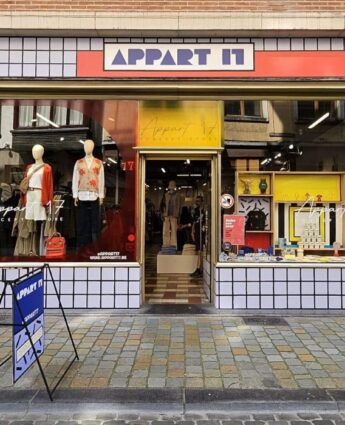 Façade du concept store Appart17 rue des Grands Carmes à Bruxelles