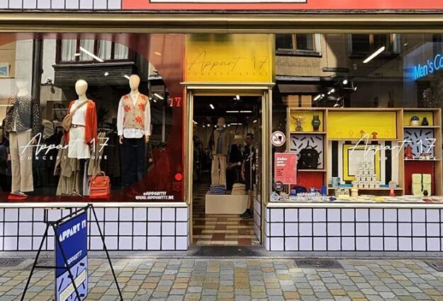 Façade du concept store Appart17 rue des Grands Carmes à Bruxelles