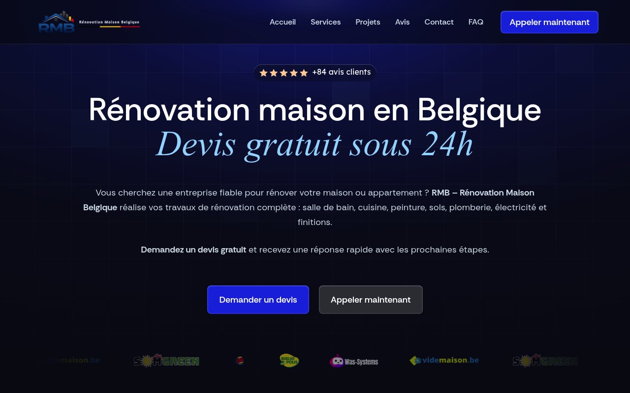 Apercu du site RMB – Rénovation Maison Belgique
